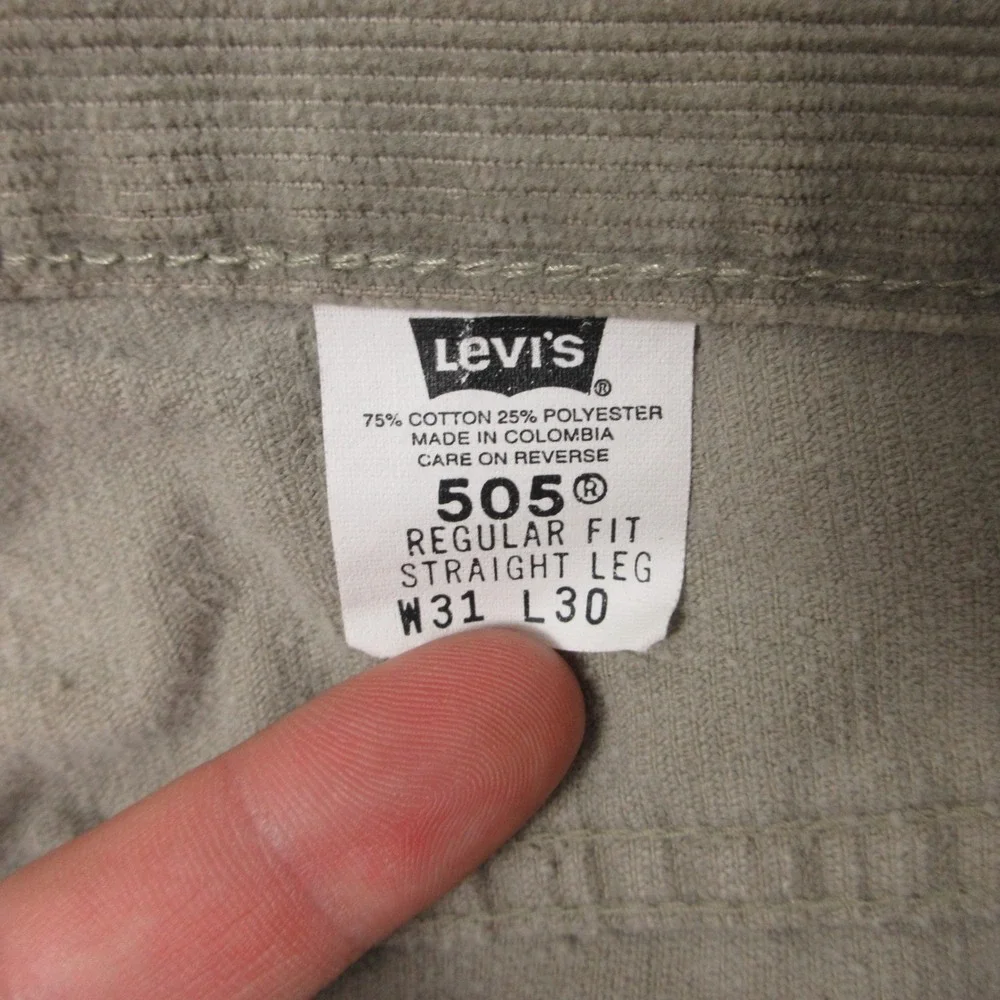 Vintage Levis Pants Mens 31x30 Beige 505 Regular Straight‎ Corduroy 5 Pocket Y2K